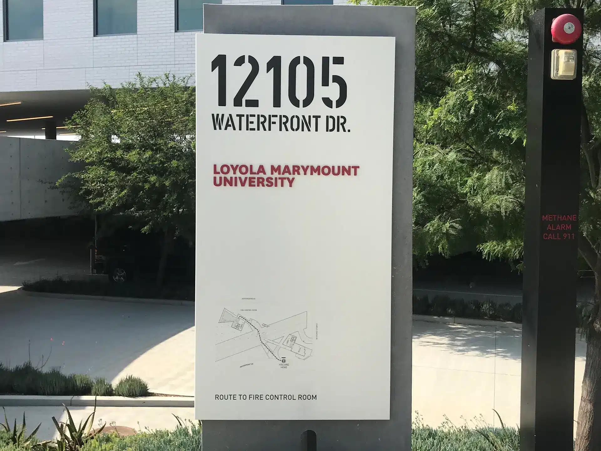 LMU University Hall in Los Angeles Monument Sign