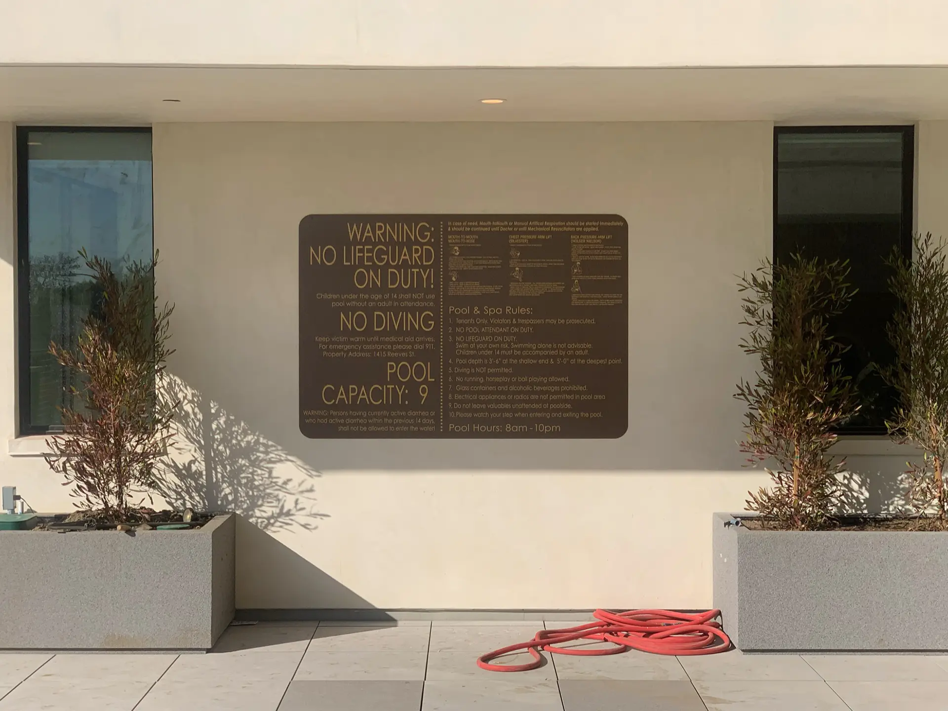 An ADA sign for a pool in Los Angeles