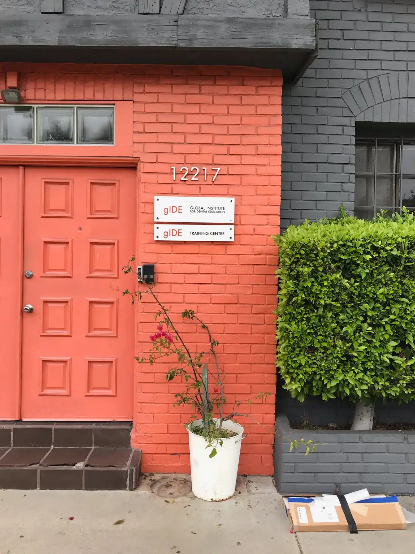building sign showing business address